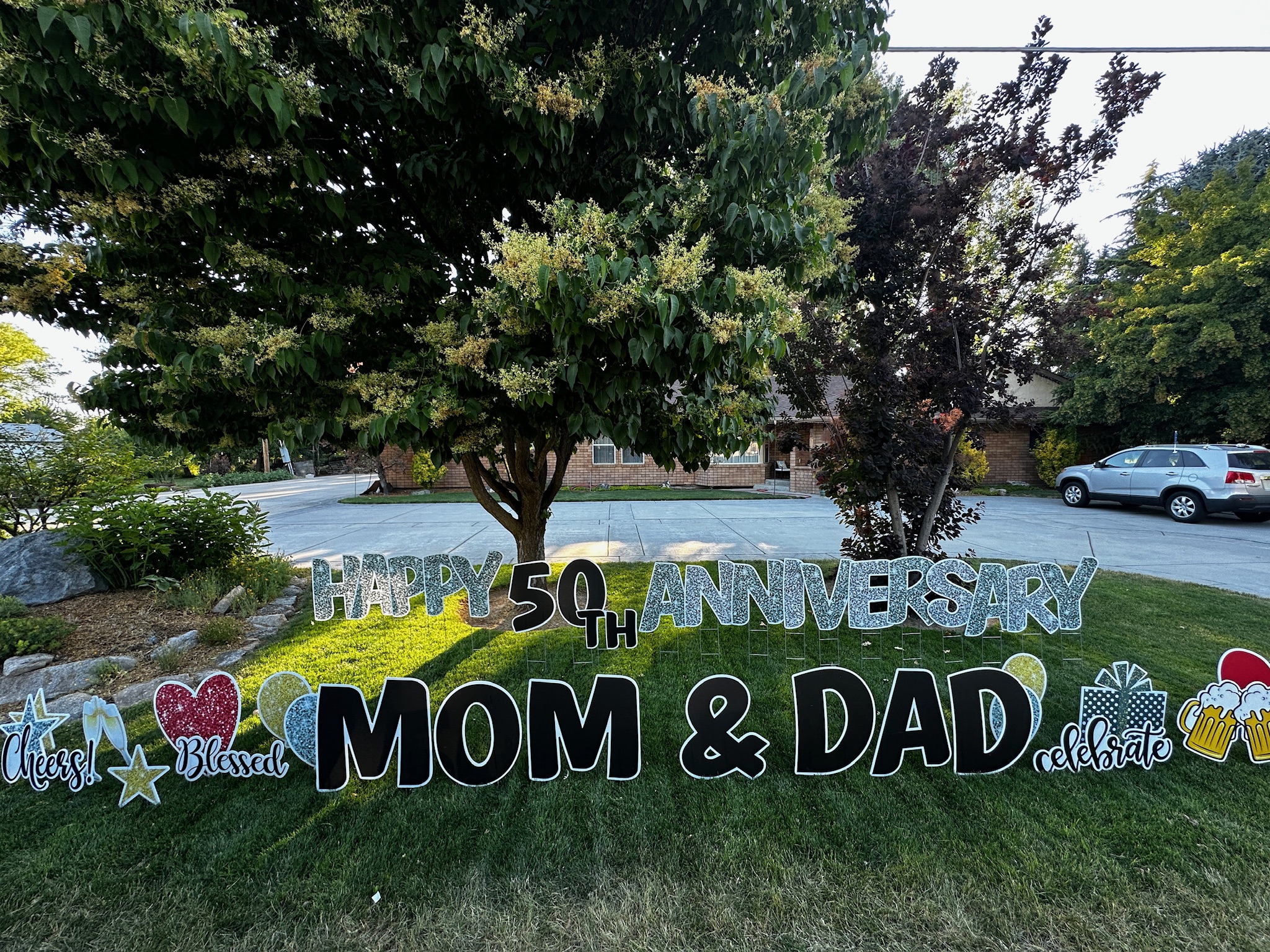 Retirement & Anniversary yard card display in Boise Idaho